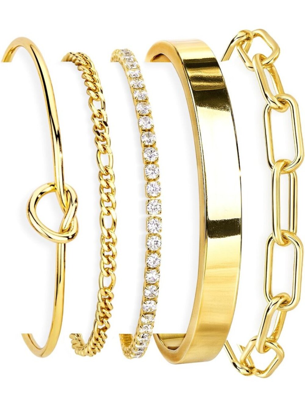 Chic Gold Bracelet Set for Women - Waterproof, Non-Tarnish Stackable Bangles